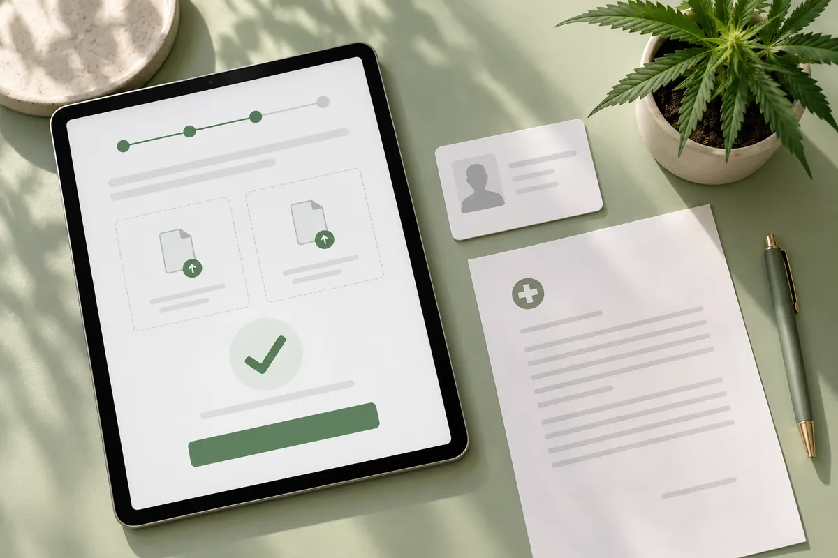 Tablet with a patient registration form and document uploads